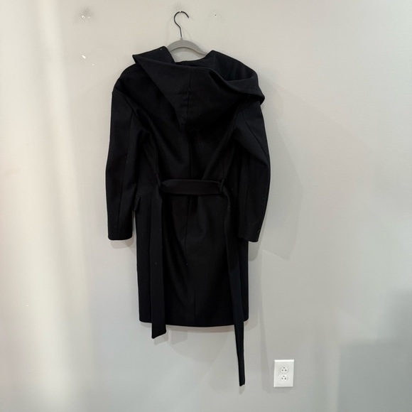 All Saints Coat Scala Hooded in Black Wool
